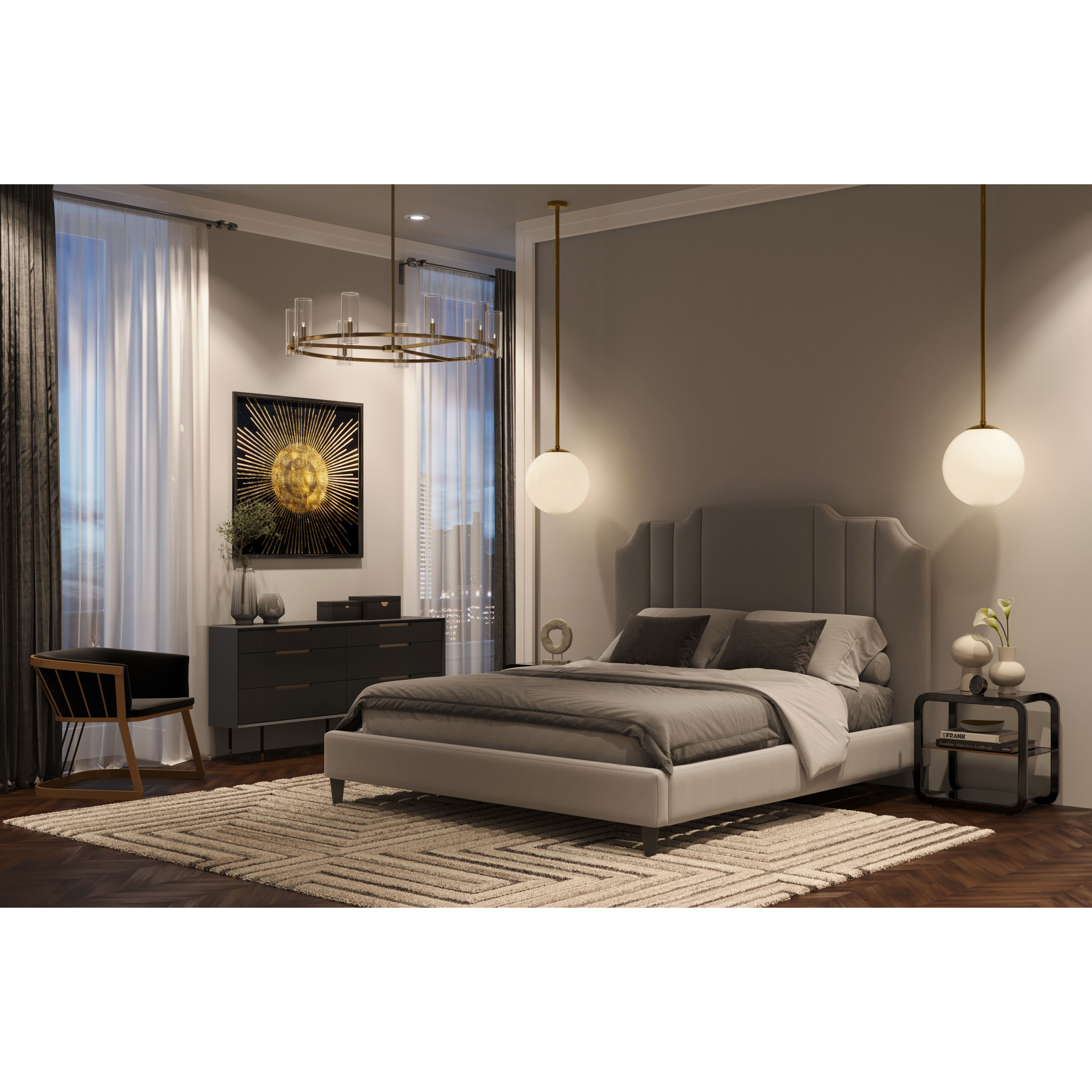 Belle 1 Light White / Brass Pendant Ceiling Light